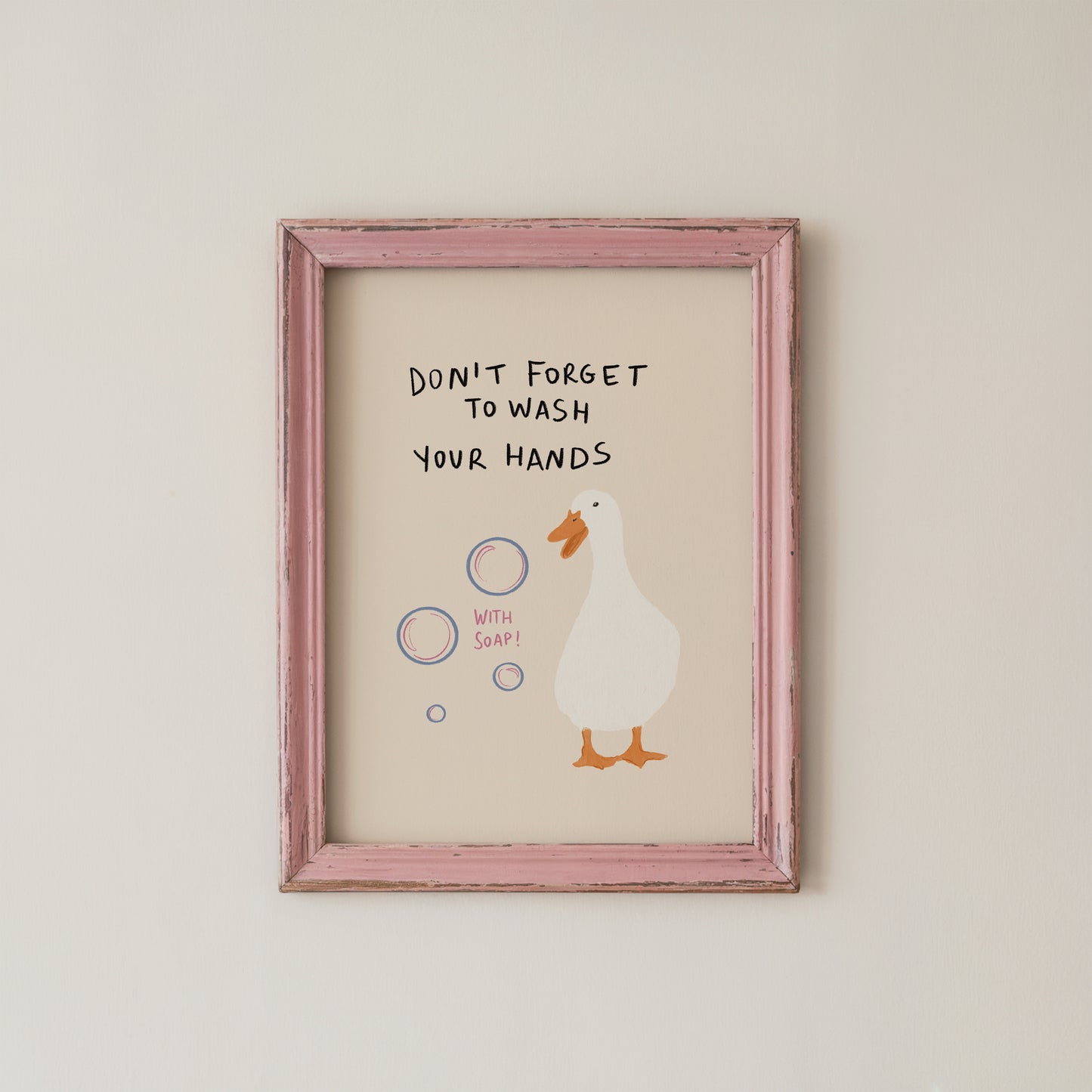 Wash Your Hands Bathroom Wall Art Print Funny Duck Soap Quote Decor