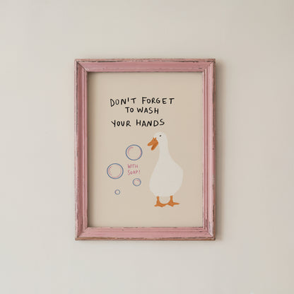 Wash Your Hands Bathroom Wall Art Print Funny Duck Soap Quote Decor