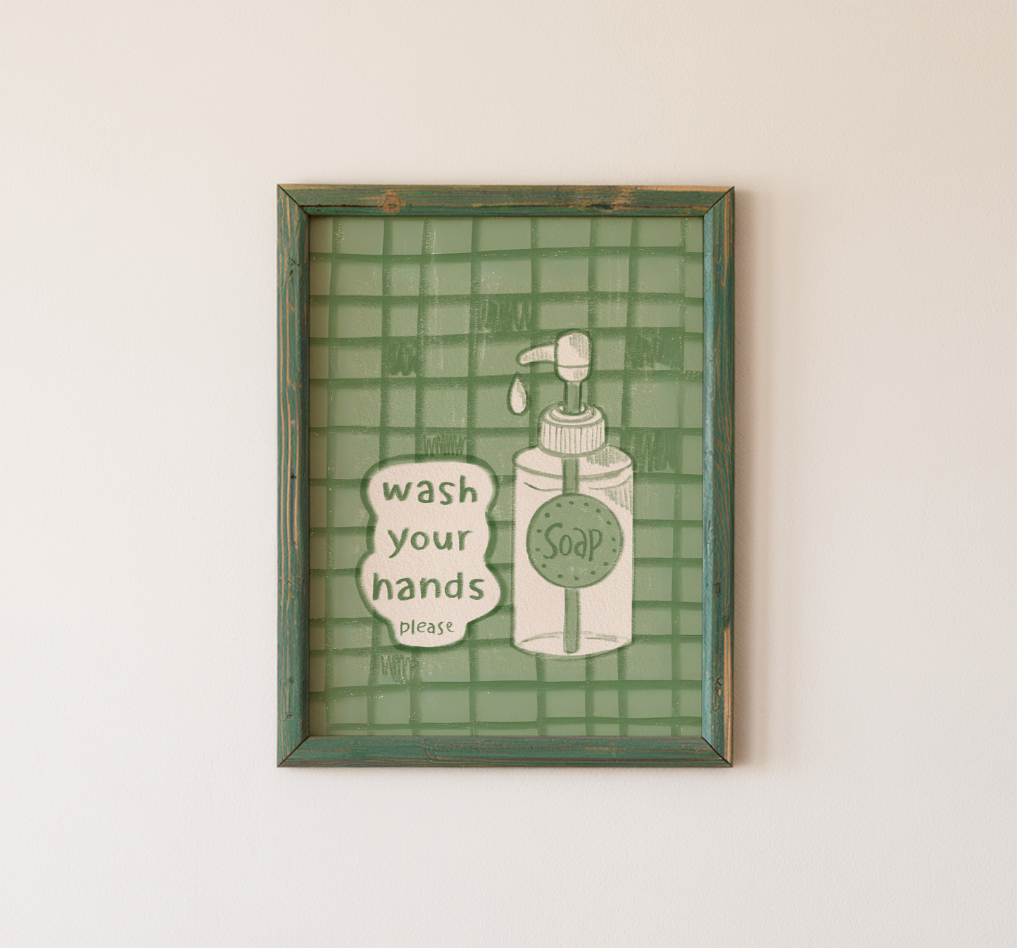 Wash Your Hands Wall Art Vintage Bathroom Decor Print