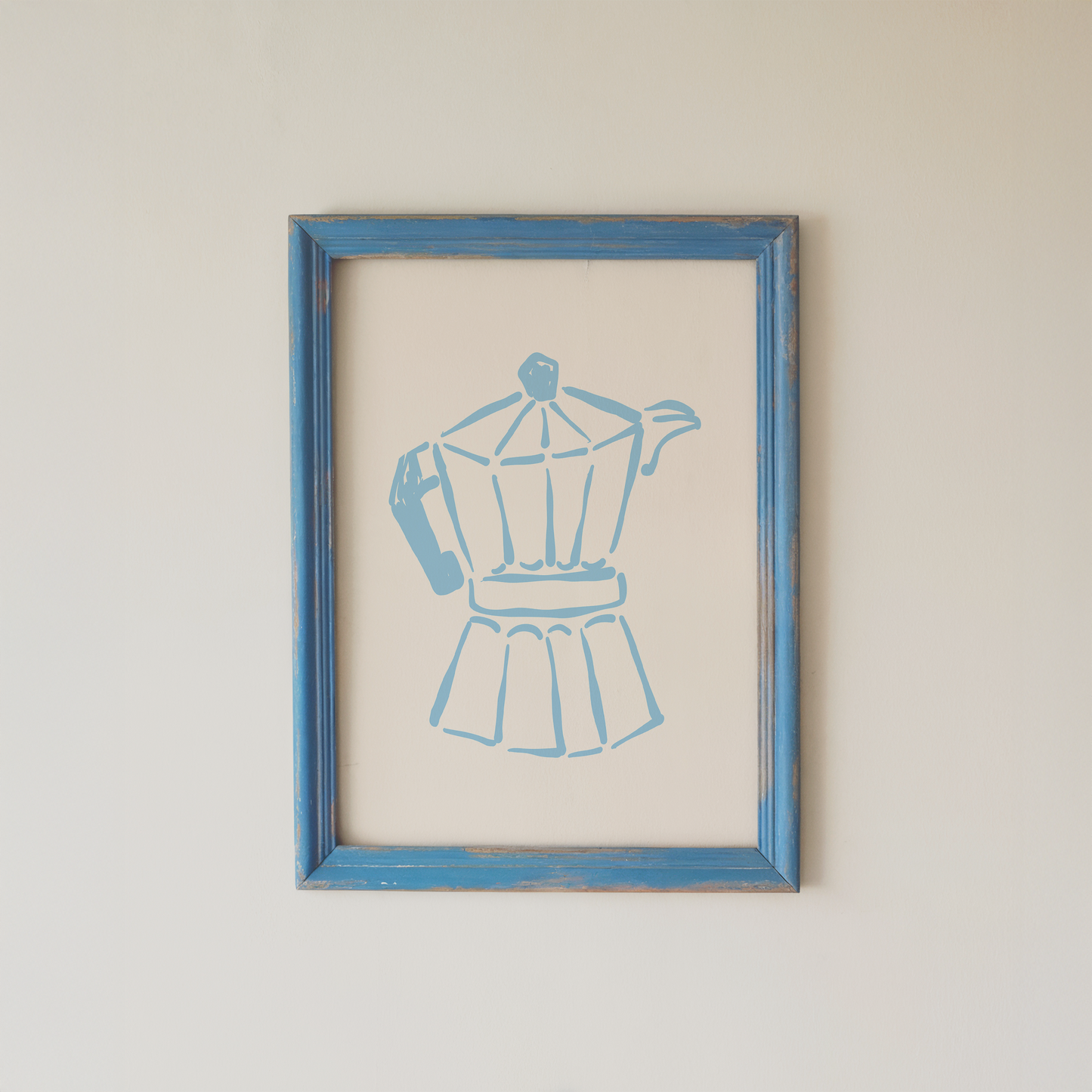 Coffee Pot Wall Art Minimal Moka Line Print