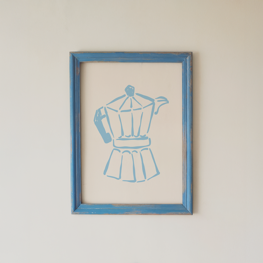 Coffee Pot Wall Art Minimal Moka Line Print