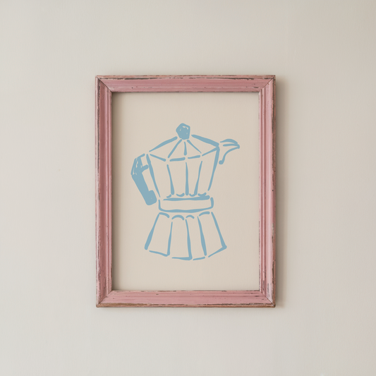 Coffee Pot Wall Art Minimal Moka Line Print