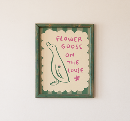 Funny Goose Wall Art Flower Goose On The Loose