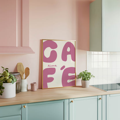 Café Time Pink Typography Print