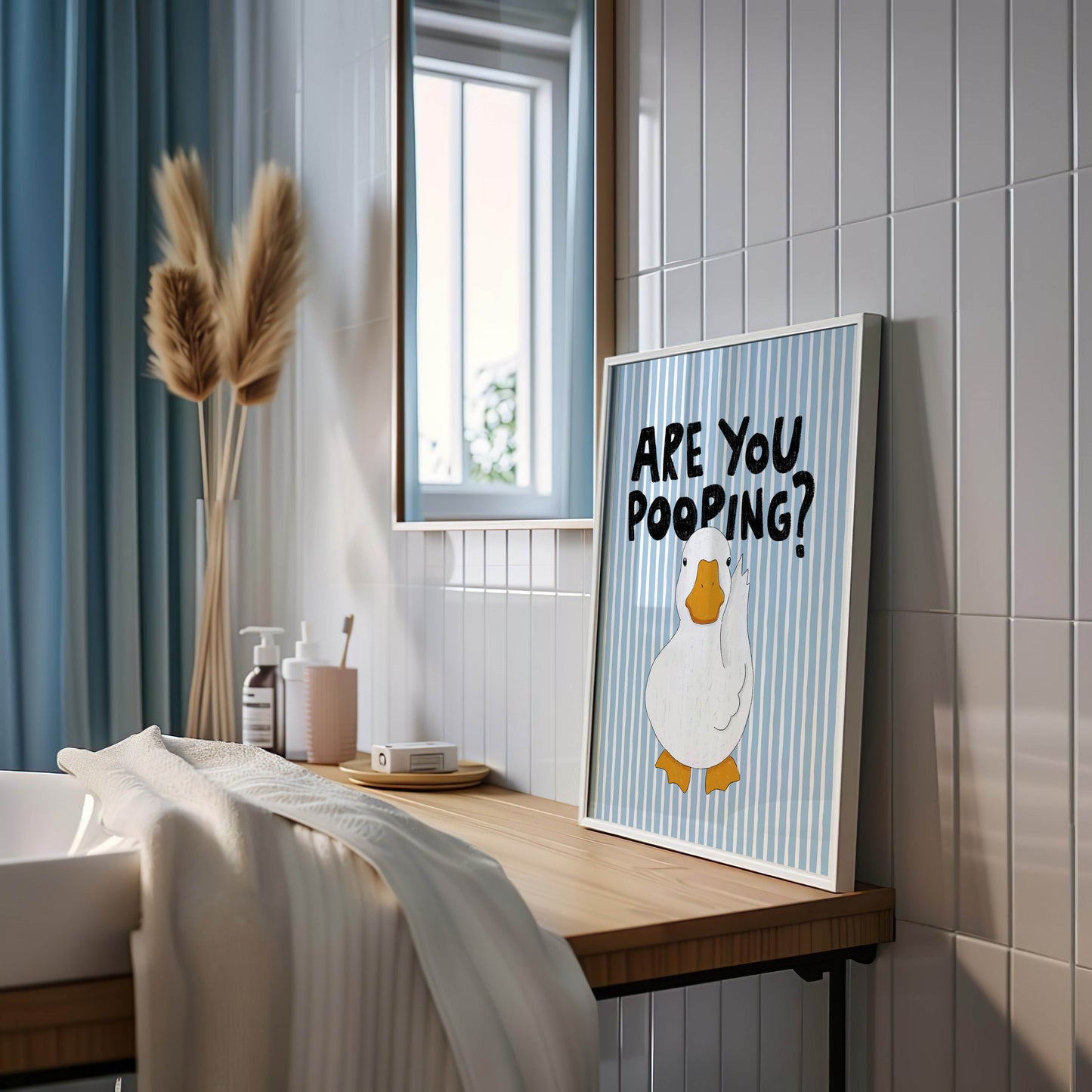 Are You Pooping? Funny Duck Bathroom Print
