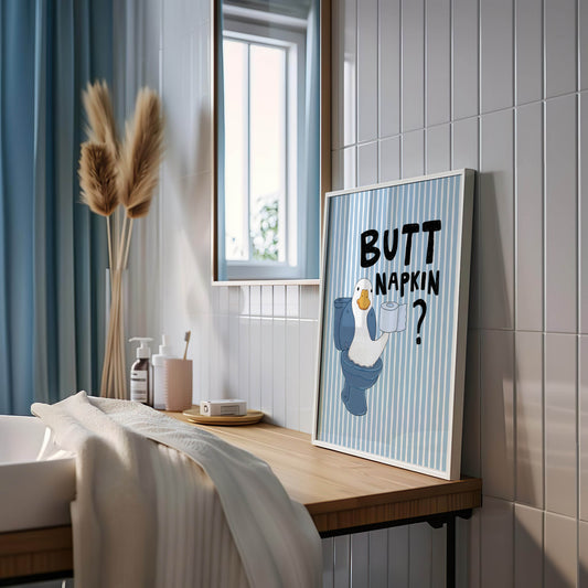 Butt Napkin Duck Bathroom Print