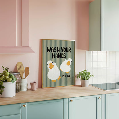 Wash Your Hands Duck Bathroom Print