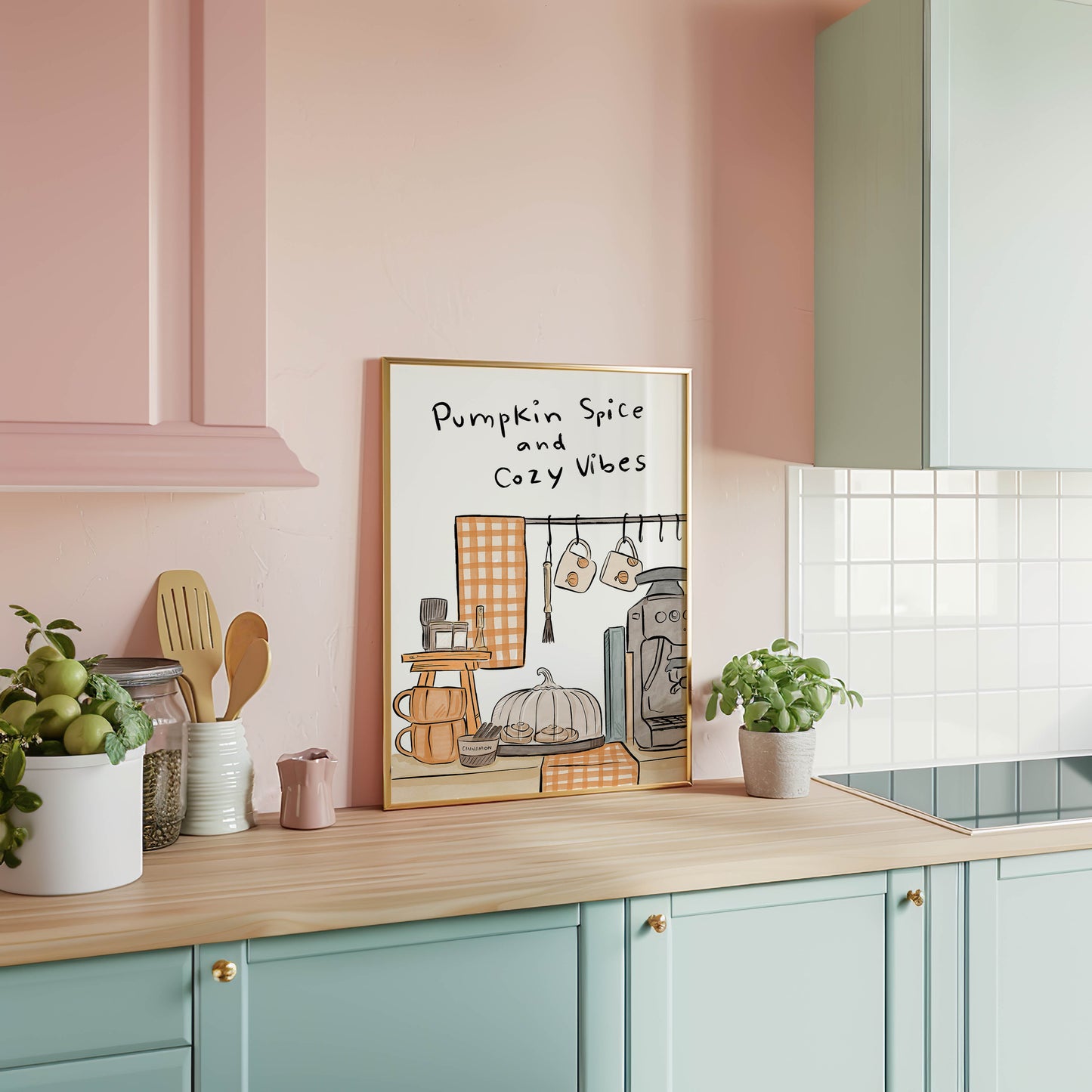 Pumpkin Spice & Cozy Vibes Kitchen Print