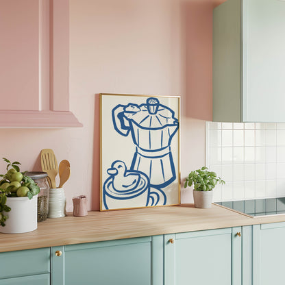 Moka Pot Duck Kitchen Print
