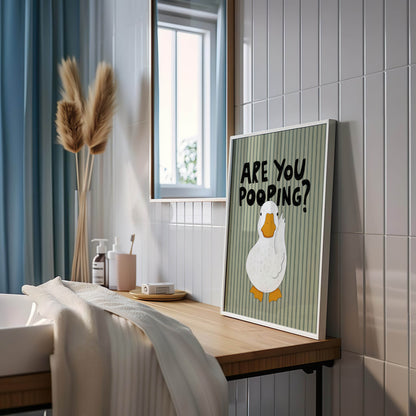 Are You Pooping? Funny Duck Bathroom Print