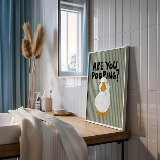 Are You Pooping? Funny Duck Bathroom Print