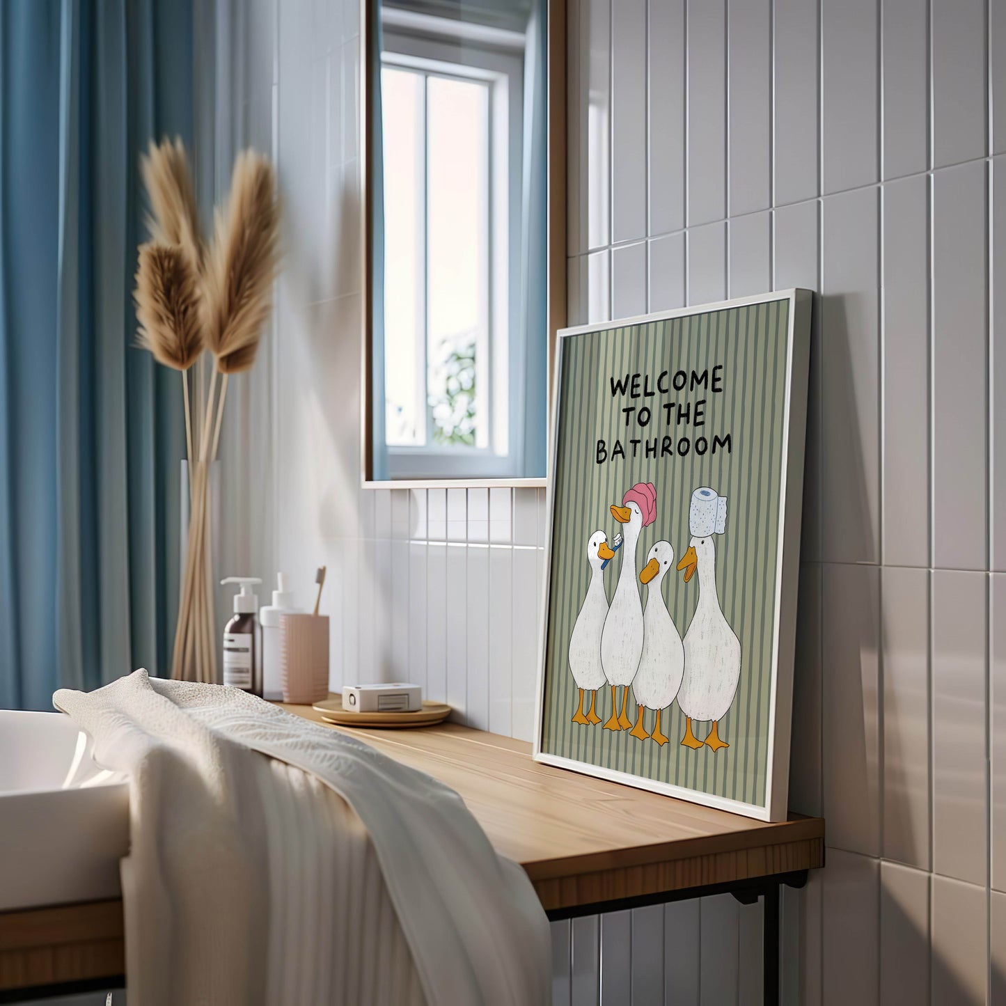Welcome to the Bathroom Goose Print