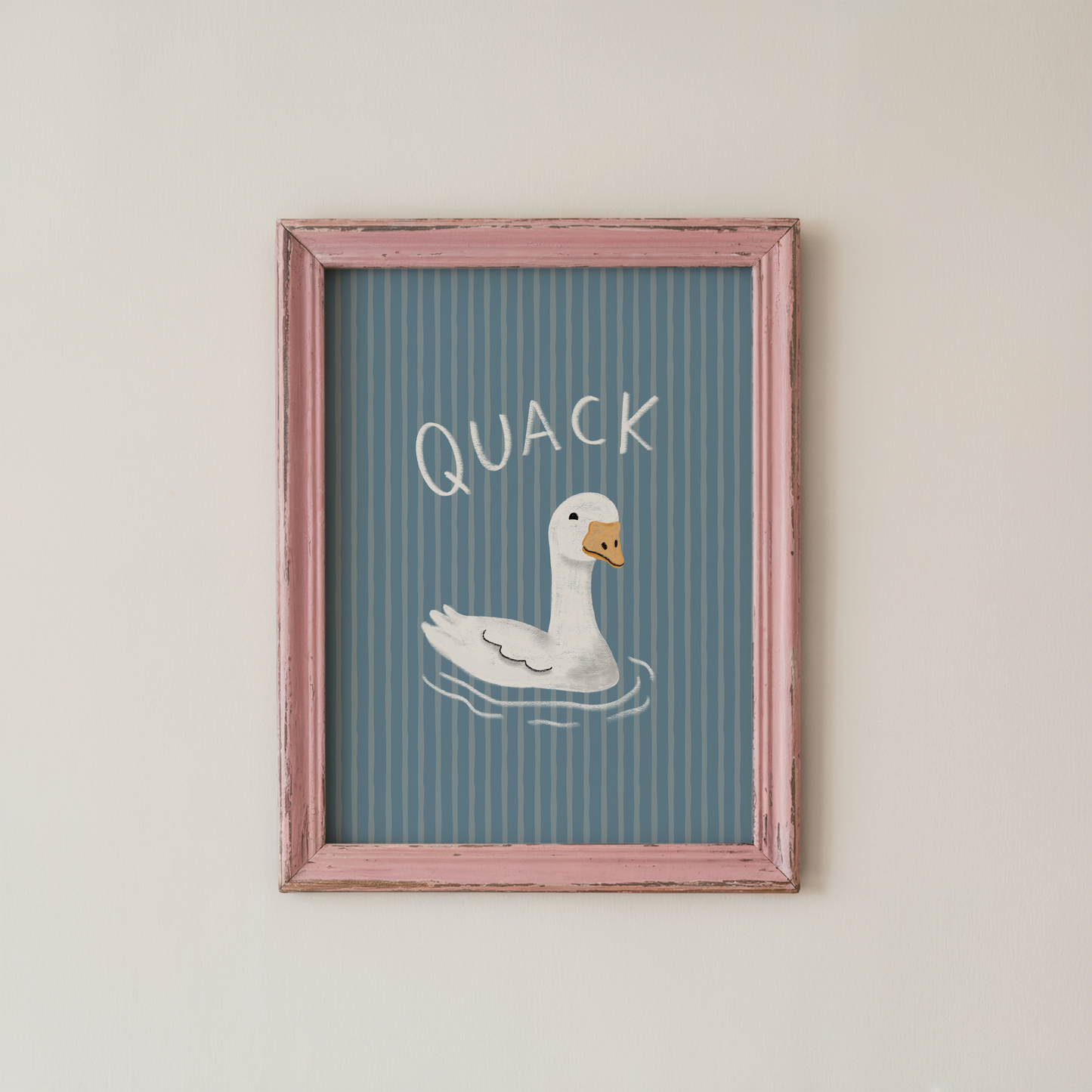 Goose Bathroom Wall Art Quack, Blue Print for Bathroom Decor