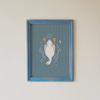 Goose Bathroom Wall Art Funny Diving Goose Print for Bathroom