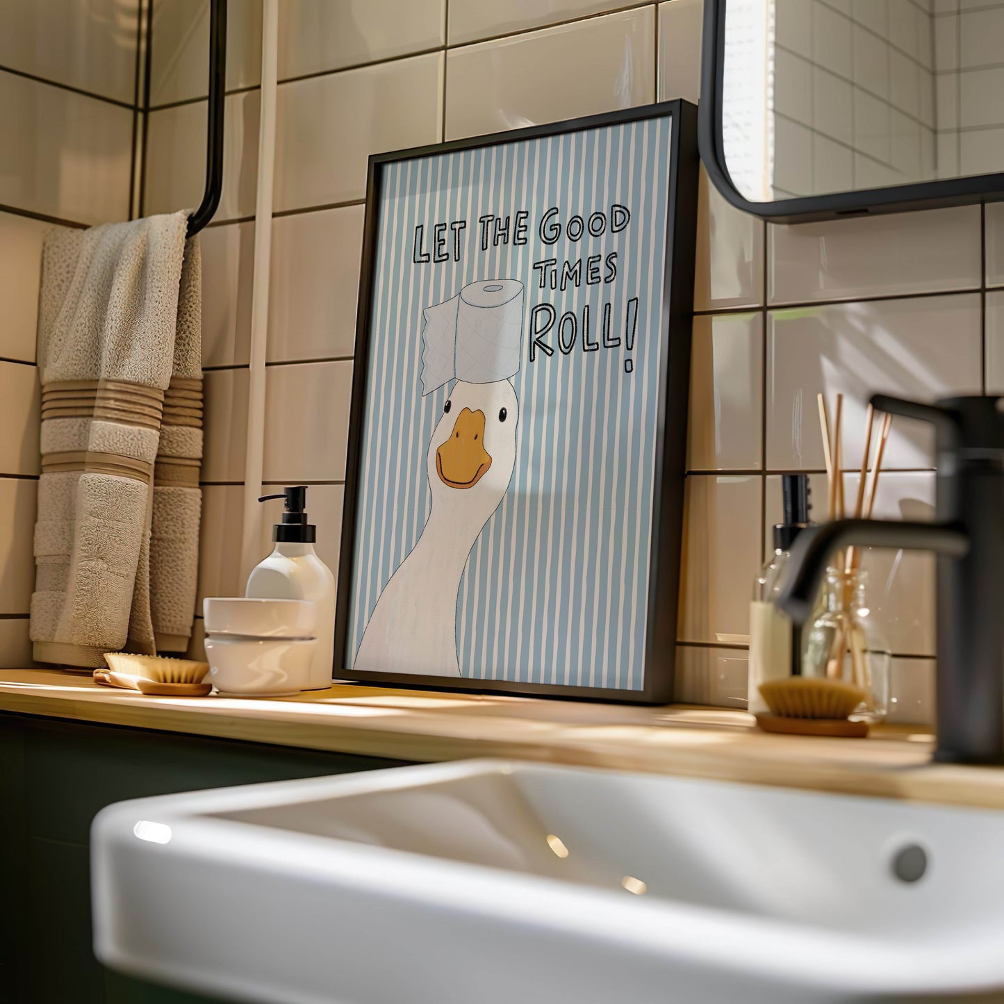 Let the Good Times Roll Goose Bathroom Print