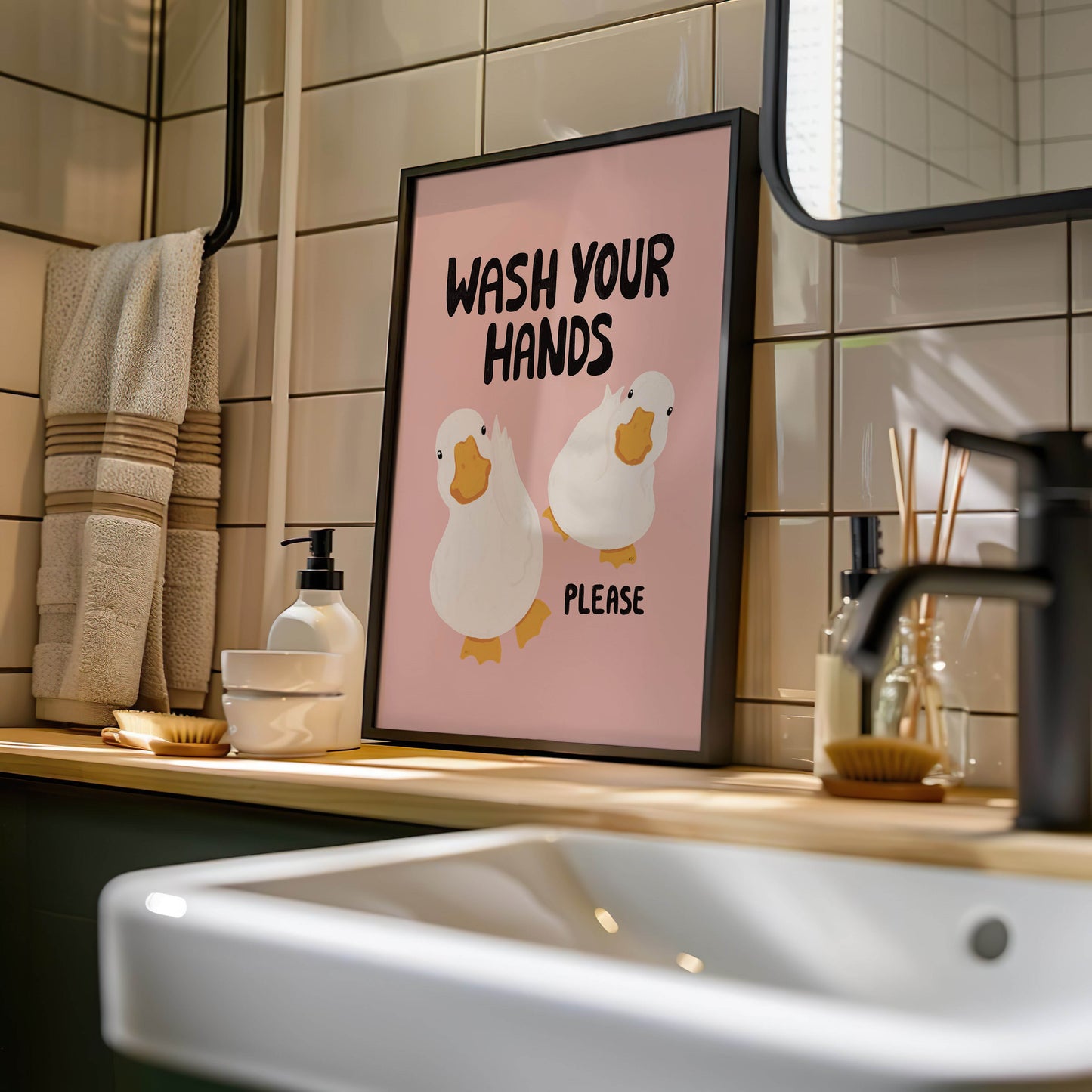 Wash Your Hands Duck Bathroom Print