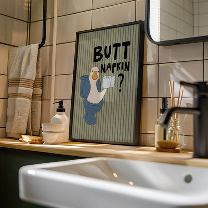 Butt Napkin Duck Bathroom Print