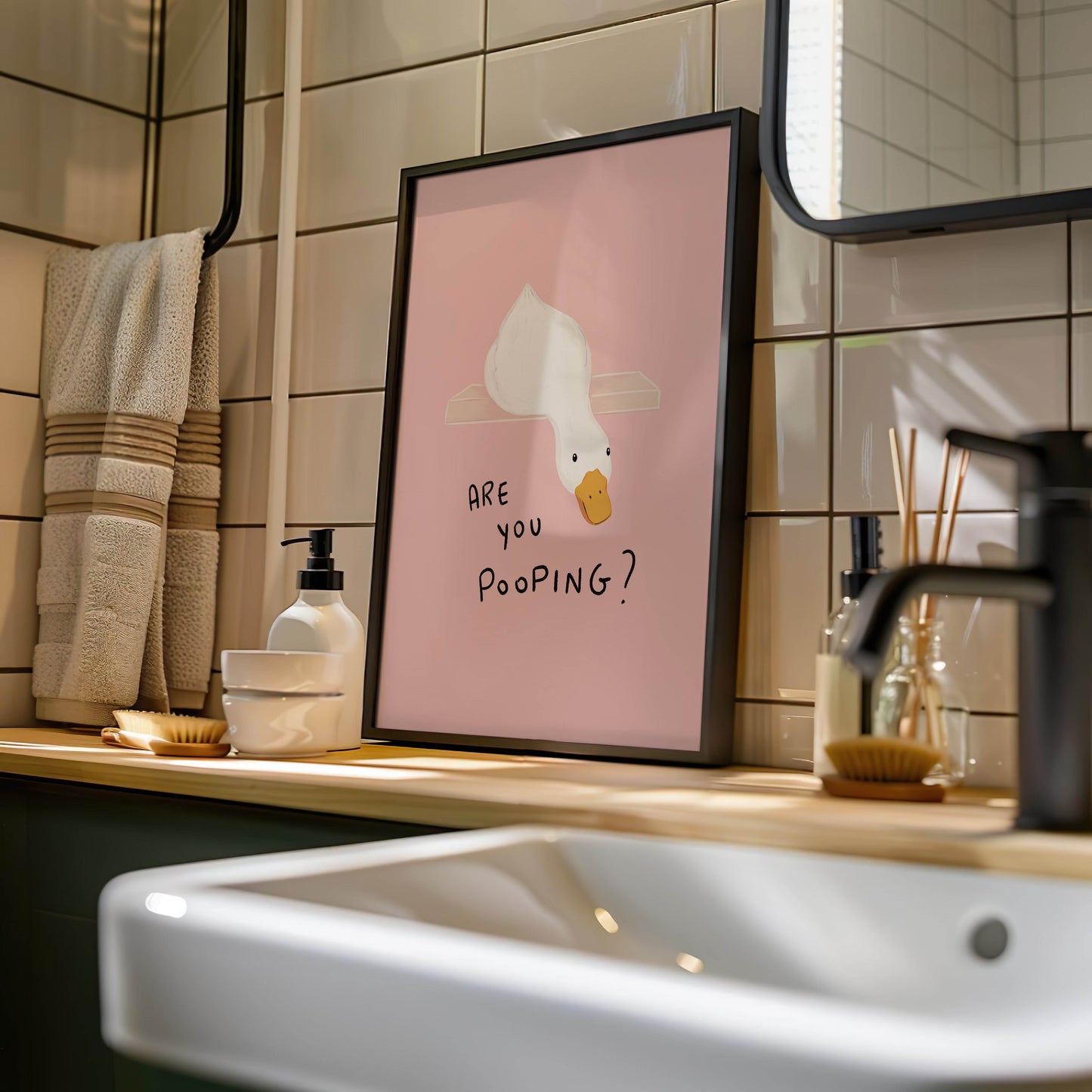 Are You Pooping Duck Bathroom Print