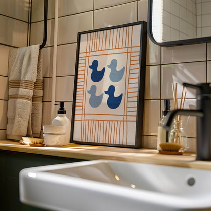 Blue Ducks Bathroom Print
