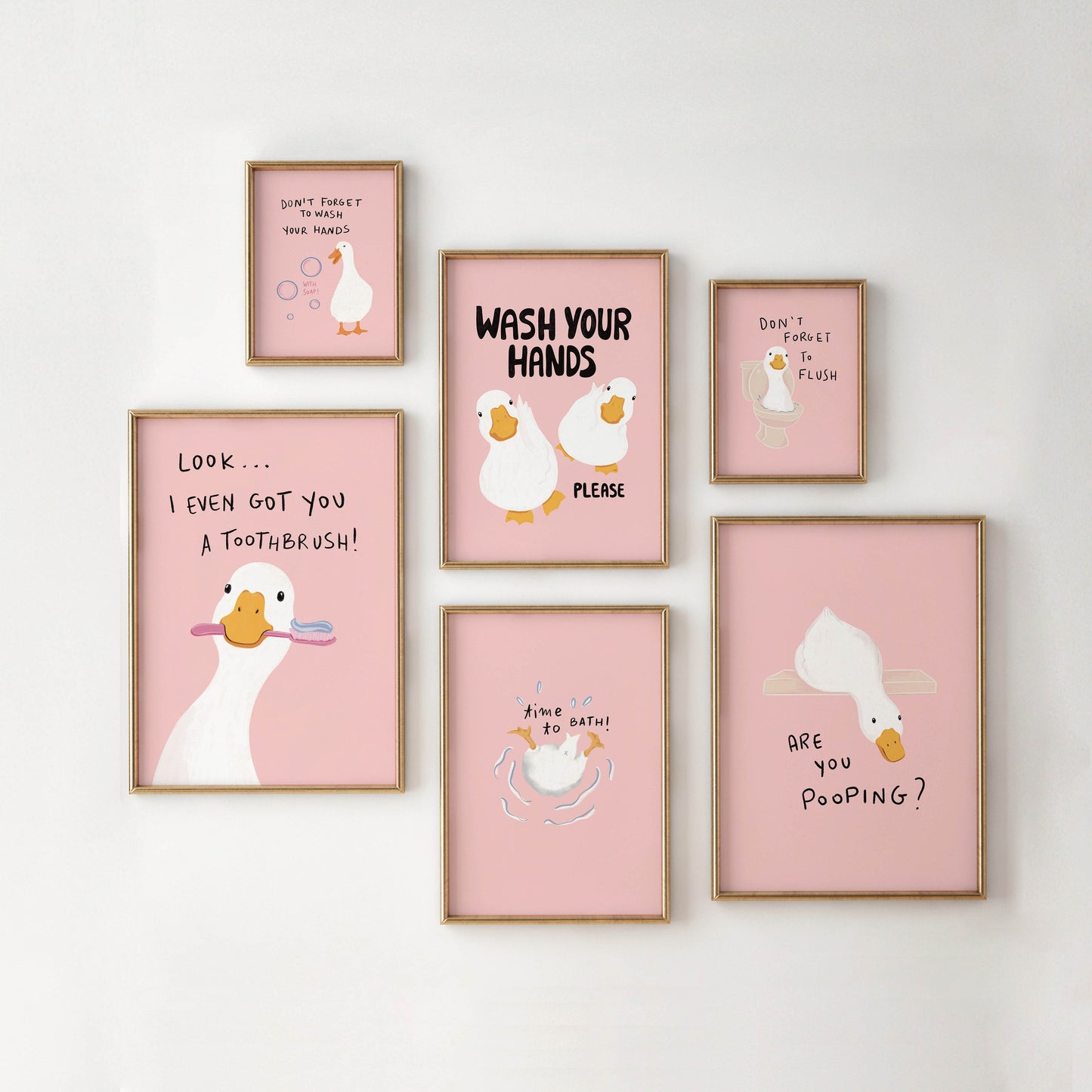 Funny Duck Toothbrush Bathroom Print