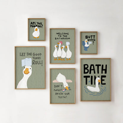 Welcome to the Bathroom Goose Print