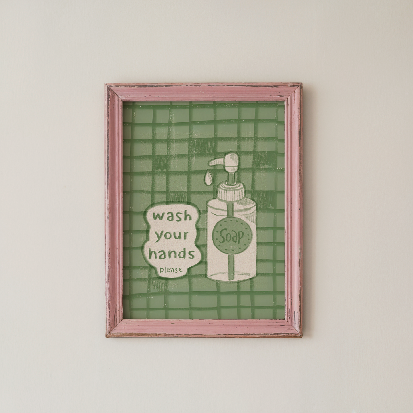 Wash Your Hands Wall Art Vintage Bathroom Decor Print