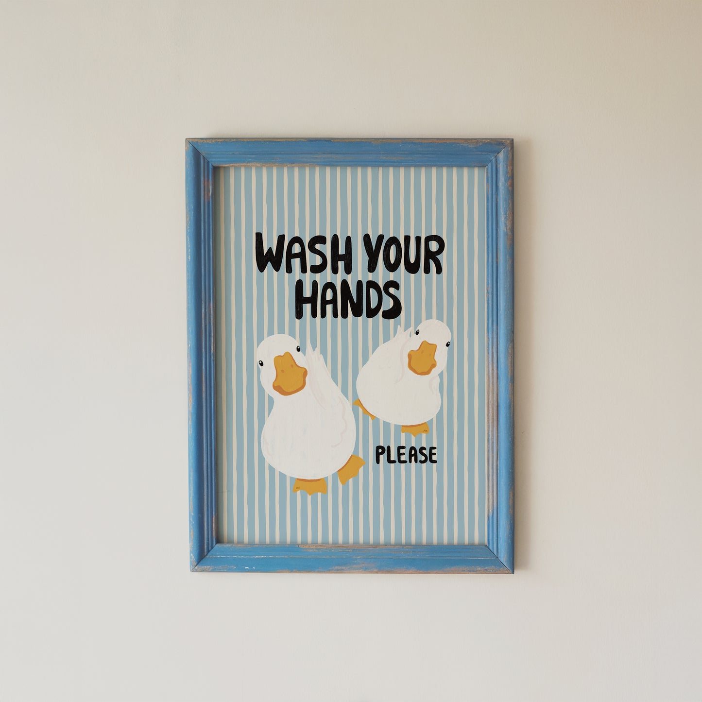 Goose Bathroom Wall Art Set Wash Hands Ducks