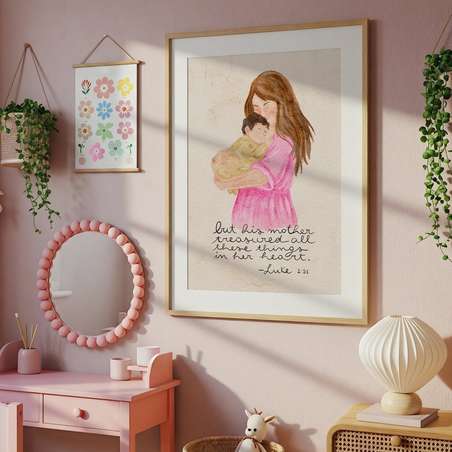 Christian Nursery Wall Art Mother and Baby Watercolor Print