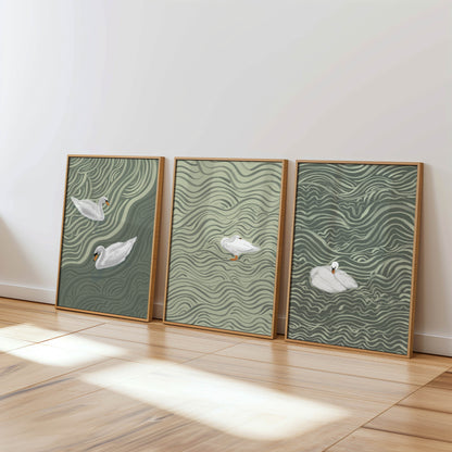 Wavy Swan Wall Art Print