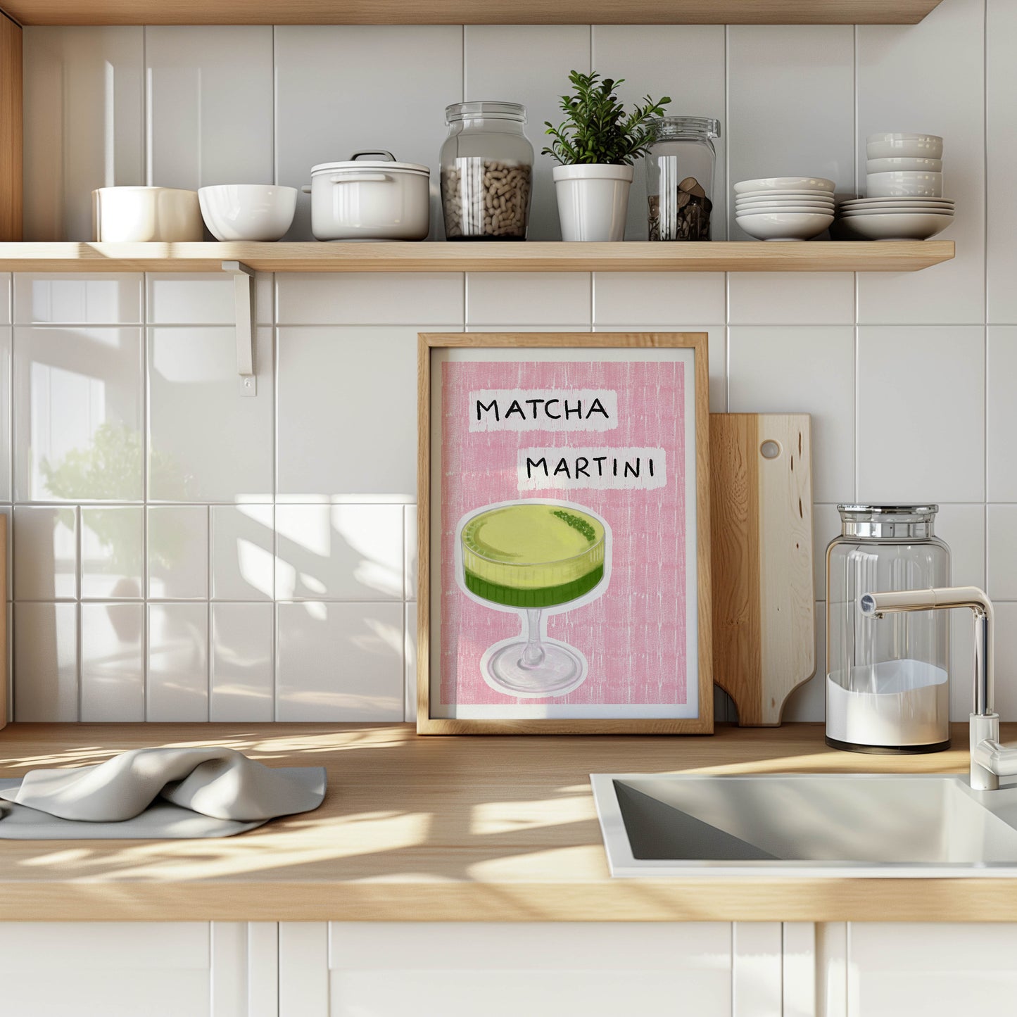 Matcha Martini Pink Kitchen Print