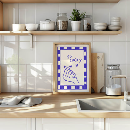 So Lucky Finger Heart Quote Print