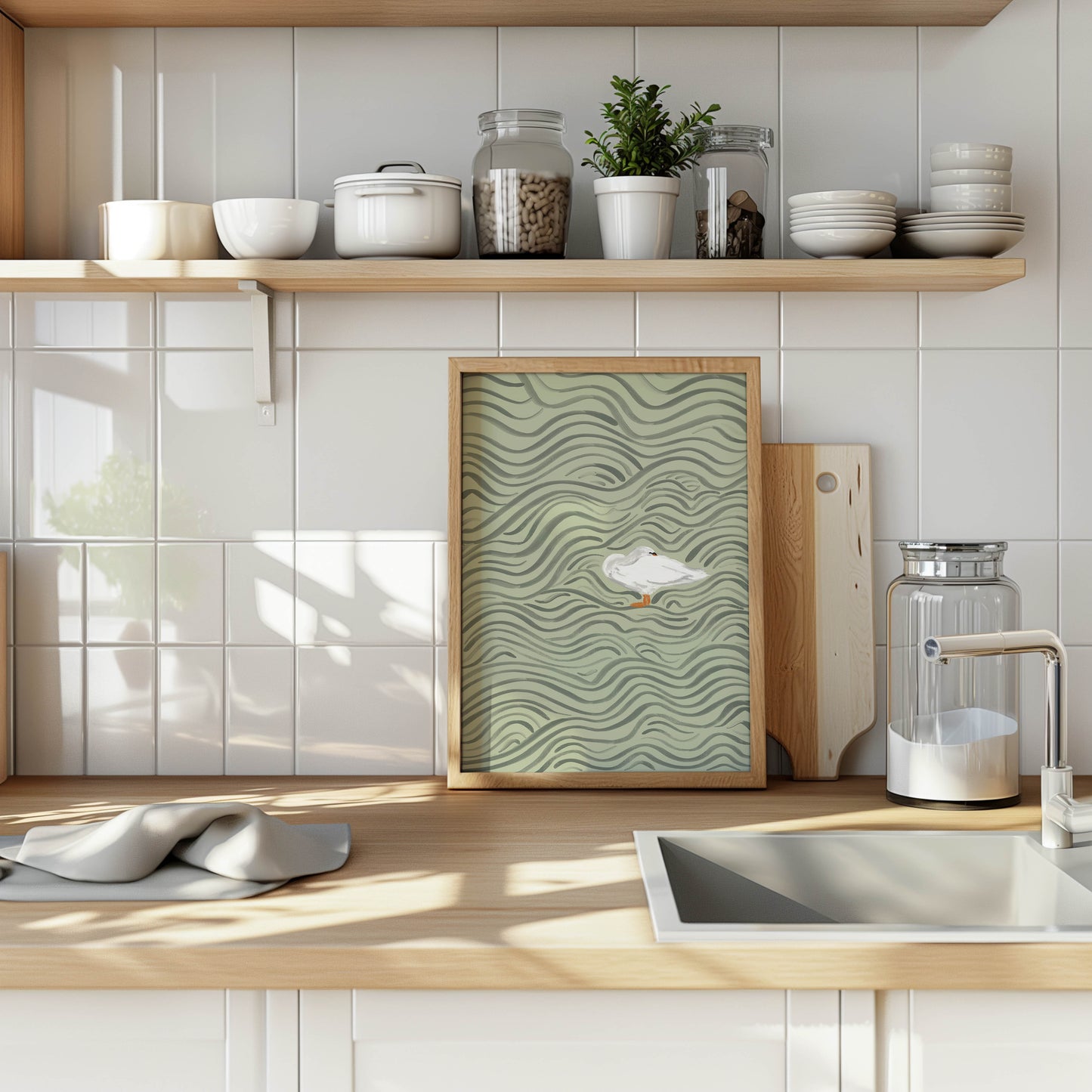 Wavy Swan Wall Art Print