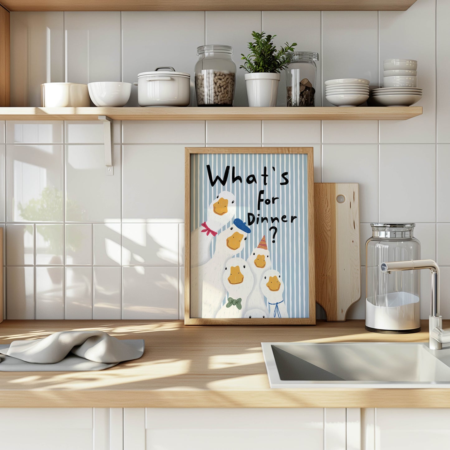 What's for Dinner? Funny Duck Kitchen Print