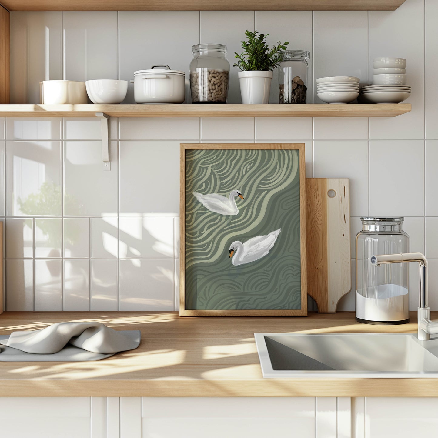 Sage Swan Duo Art Print