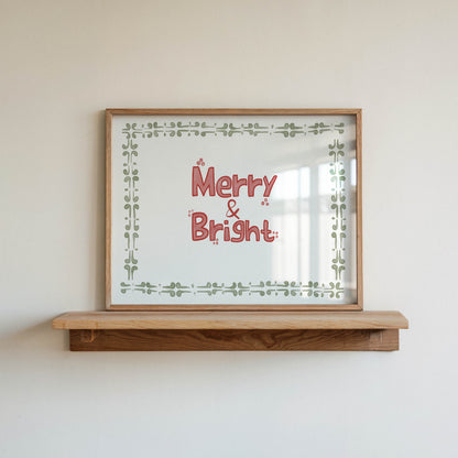 Merry & Bright Christmas Wall Art Print