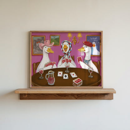 Duck Game Night Print, Whimsical Duck Wall Art
