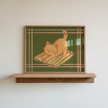 Stretching Cat Art Print