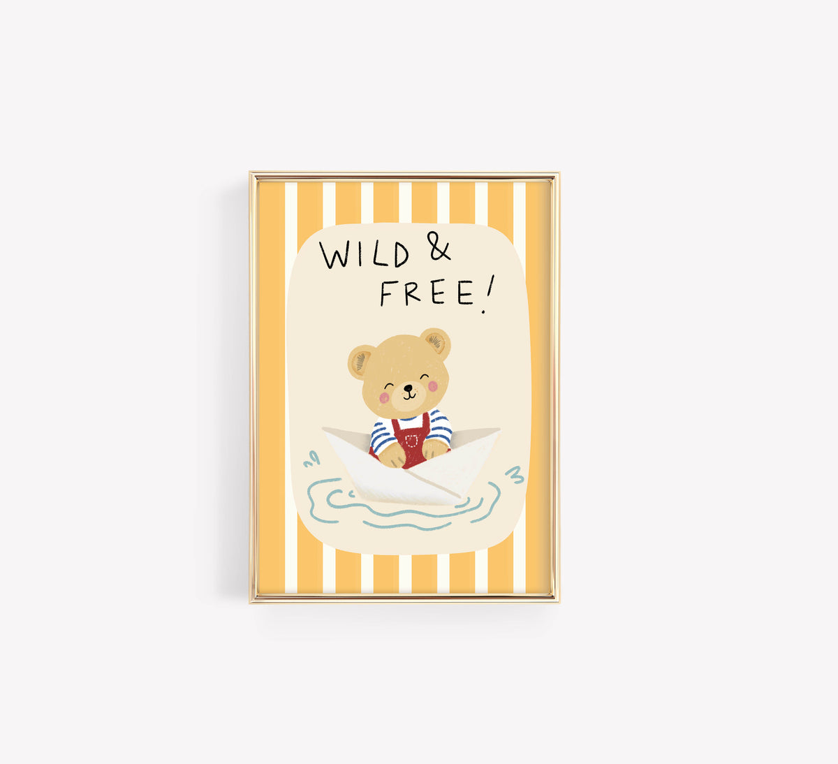 Wild & Free Bear Paper Boat Nursery Print