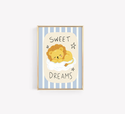 Sweet Dreams Sleeping Lion Nursery Print