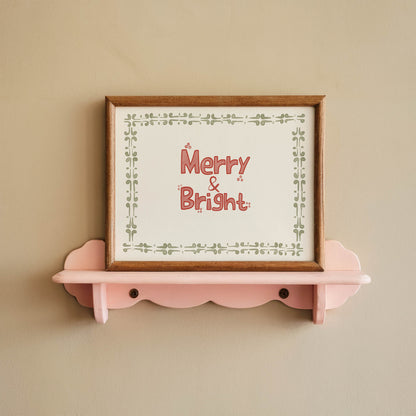 Merry & Bright Christmas Wall Art Print