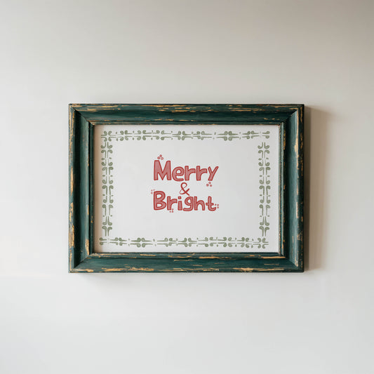 Merry & Bright Christmas Wall Art Print