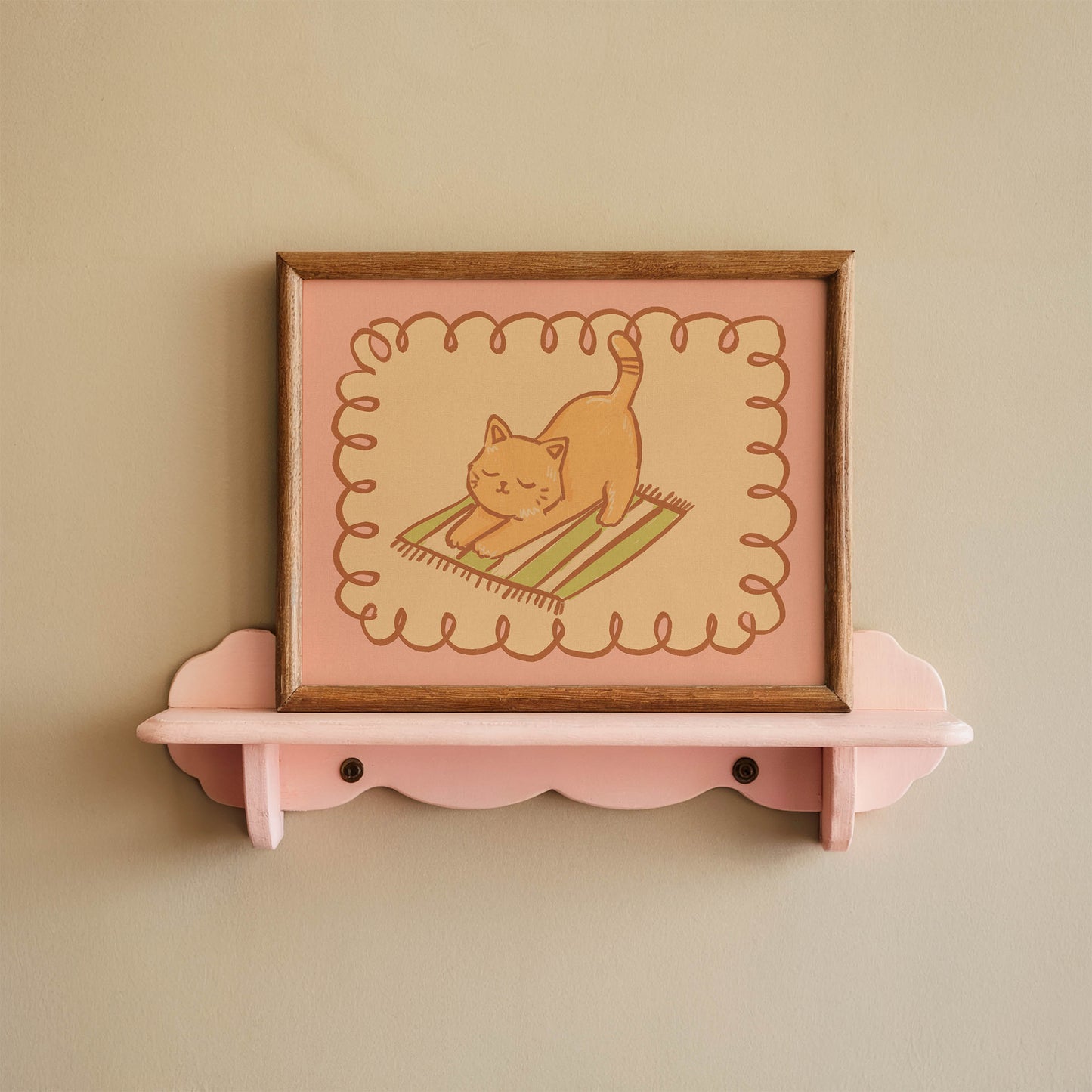 Stretching Orange Cat Print