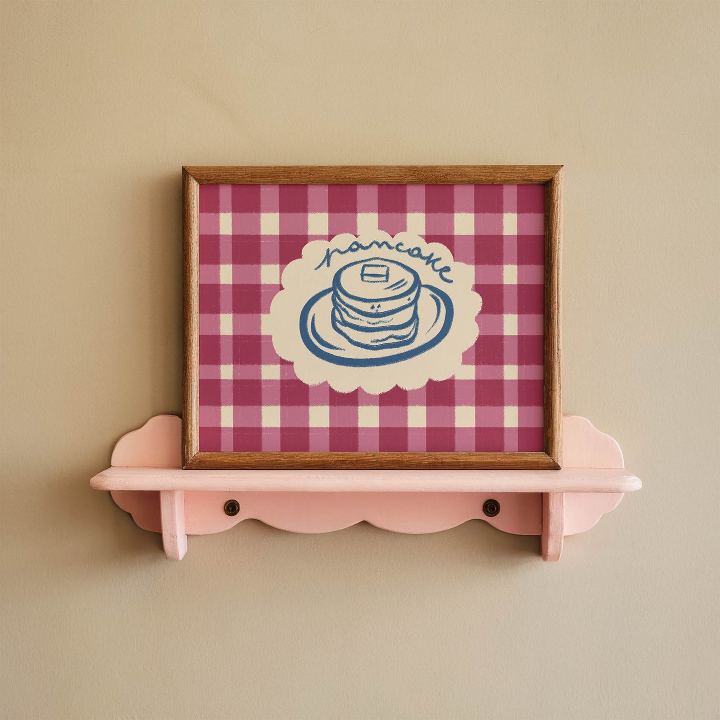 Pink Gingham Pancake Print