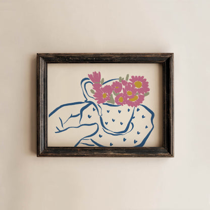 Pink Flowers in a Cup Art Print