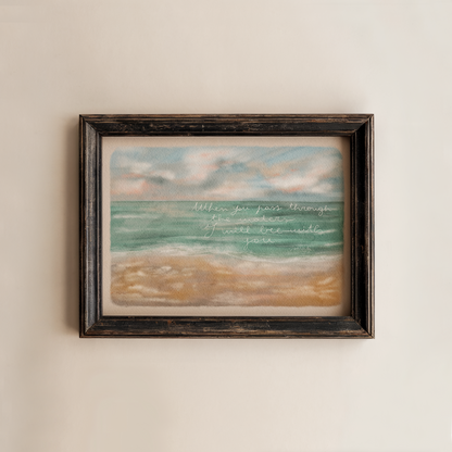 Bible Verse Wall Art Coastal Watercolor Beach Print