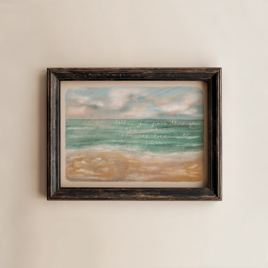 Bible Verse Wall Art Coastal Watercolor Beach Print