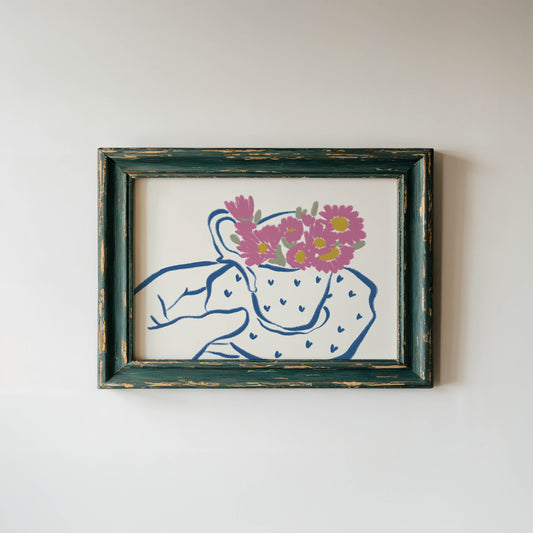 Pink Flowers in a Cup Art Print