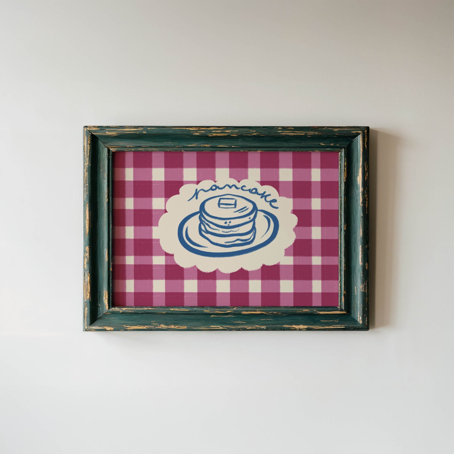 Pink Gingham Pancake Print