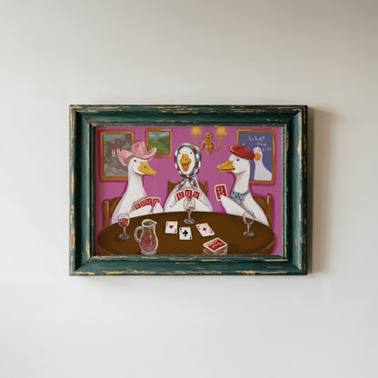 Duck Game Night Print, Whimsical Duck Wall Art