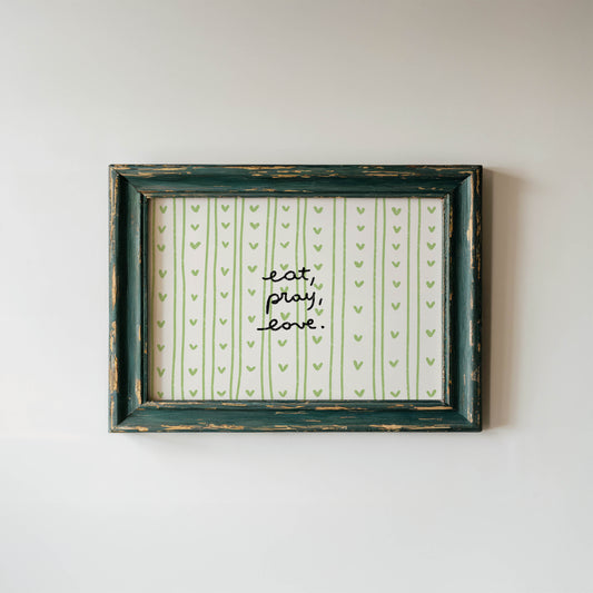 Eat, Pray, Love Green Heart Print